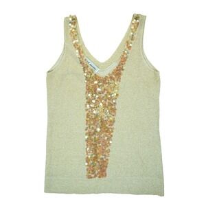 No Appt Necessary‎ Womens Gold Knooted Sequin VNeck Tank Top Size Large